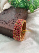 Maroon Matt Thin Silk Thread Kundan Bangle -Tilak -G8572